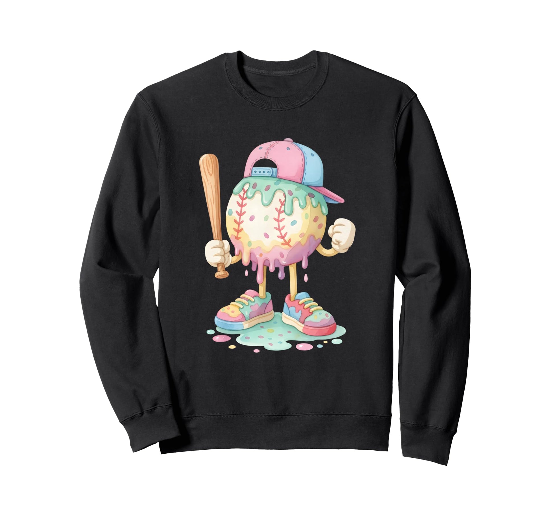 Baseball Drip Ice Cream Drip Sweatshirt - Aesthetic Graphic Unisex - T-Shirt, Sweatshirt, Hoodie