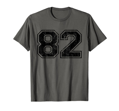 Number 82 Varsity Distressed Sport T-Shirt - Minimalist Print for Adults - T-Shirt, Sweatshirt, Hoodie