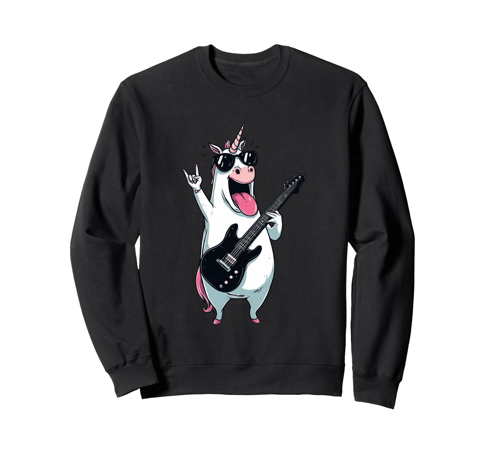 Rock Unicorn Guitarist Electric Sweatshirt - Aesthetic Graphic Men Women - T-Shirt, Sweatshirt, Hoodie