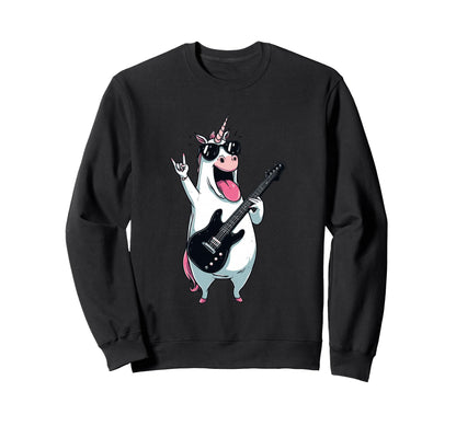 Rock Unicorn Guitarist Electric Sweatshirt - Aesthetic Graphic Men Women - T-Shirt, Sweatshirt, Hoodie