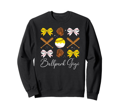 Ballpark Gigi Coquette Softball Sweatshirt - Aesthetic Graphic Unisex - T-Shirt, Sweatshirt, Hoodie
