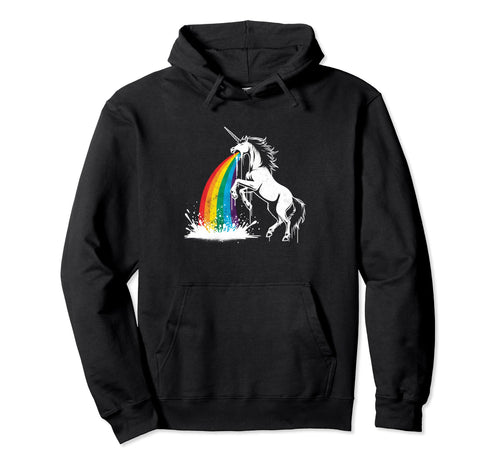 Unicorn Pukes Rainbow Funny Colorful Hoodie - Graphic Print Men Women - T-Shirt, Sweatshirt, Hoodie
