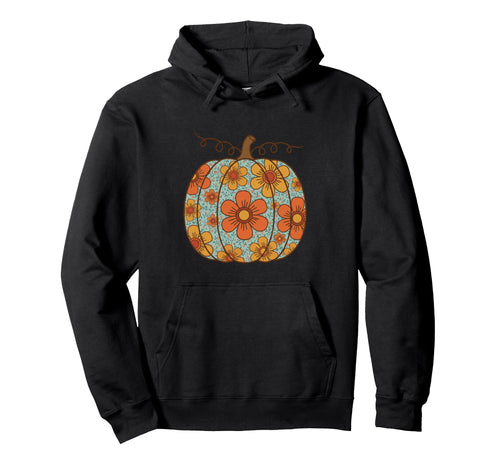 Floral Pumpkin Boho Fall Halloween Hoodie - Fun Novelty Design Men Women - T-Shirt, Sweatshirt, Hoodie