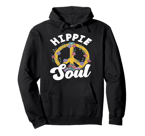Hippie Soul Peace Sign Flowers Boho Hoodie - Novelty Apparel for Adults - T-Shirt, Sweatshirt, Hoodie