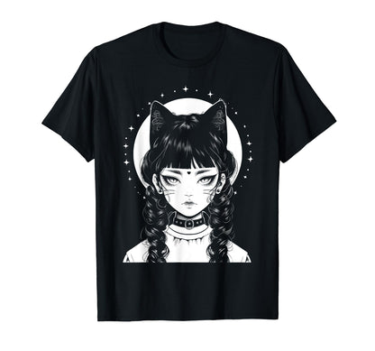 Cat Anime Manga Goth Alternative T-Shirt - Aesthetic Graphic for Adults - T-Shirt, Sweatshirt, Hoodie