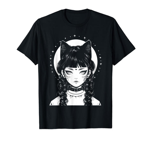 Cat Anime Manga Goth Alternative T-Shirt - Aesthetic Graphic for Adults - T-Shirt, Sweatshirt, Hoodie