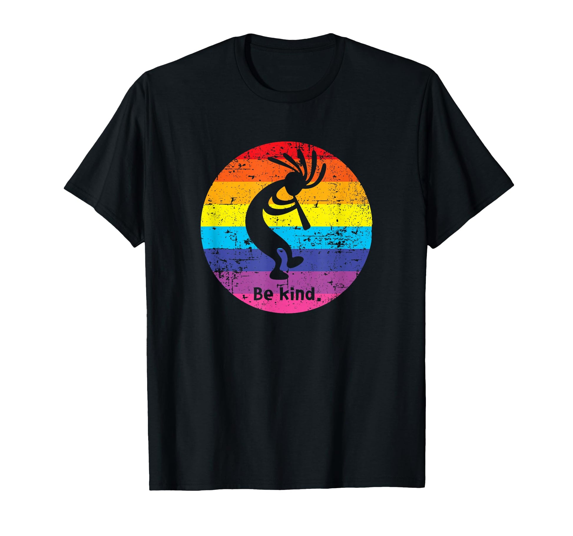 Be Kind Dancing Kokopelli Distressed T-Shirt - Aesthetic Graphic Unisex - T-Shirt, Sweatshirt, Hoodie