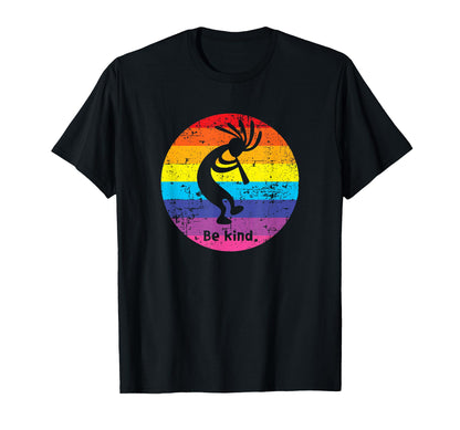 Be Kind Dancing Kokopelli Distressed T-Shirt - Aesthetic Graphic Unisex - T-Shirt, Sweatshirt, Hoodie