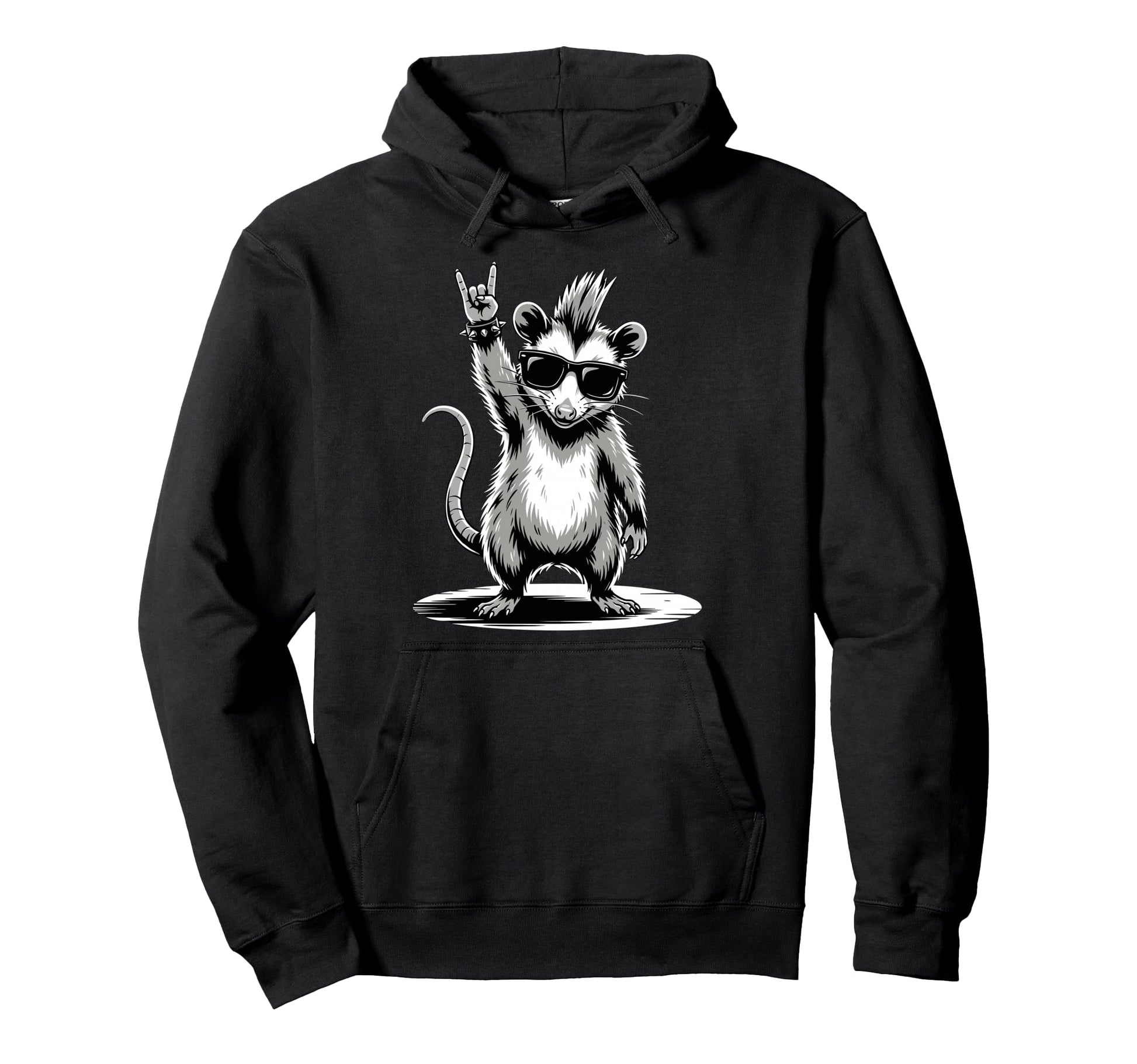 Funny Opossum Loving Rock And Roll Hoodie - Casual Everyday Wear Unisex - T-Shirt, Sweatshirt, Hoodie