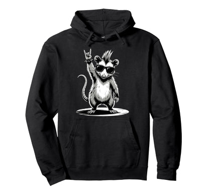 Funny Opossum Loving Rock And Roll Hoodie - Casual Everyday Wear Unisex - T-Shirt, Sweatshirt, Hoodie