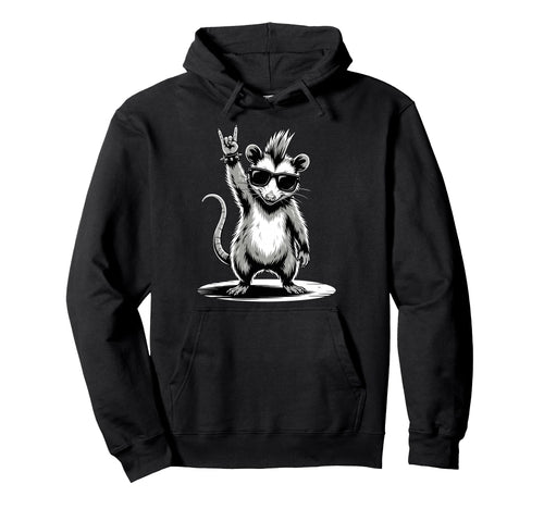 Funny Opossum Loving Rock And Roll Hoodie - Casual Everyday Wear Unisex - T-Shirt, Sweatshirt, Hoodie