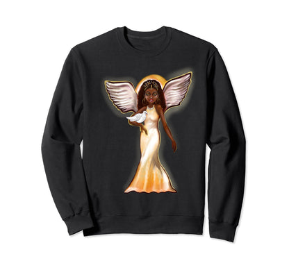 Angel And Dove Black Angel Peace Afro Sweatshirt - Unique Graphic Unisex - T-Shirt, Sweatshirt, Hoodie