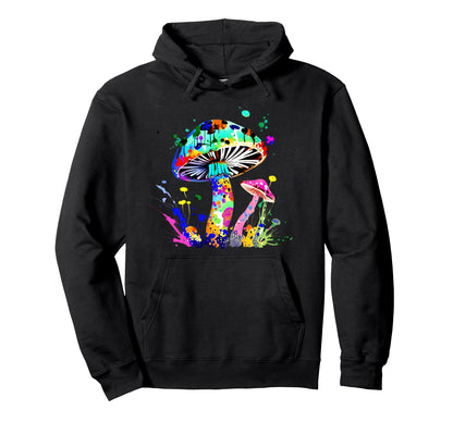Colorful Mushroom Paint Splatter Fungi Hoodie - Streetwear Style Men Women - T-Shirt, Sweatshirt, Hoodie