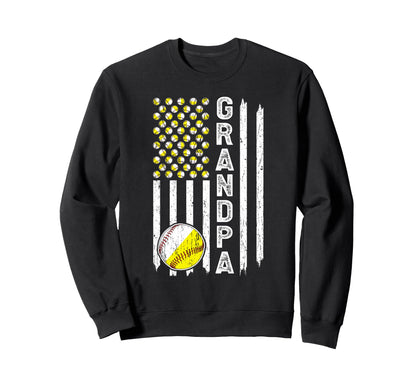 Grandpa American Flag Softball Sweatshirt - Streetwear Style for Adults - T-Shirt, Sweatshirt, Hoodie