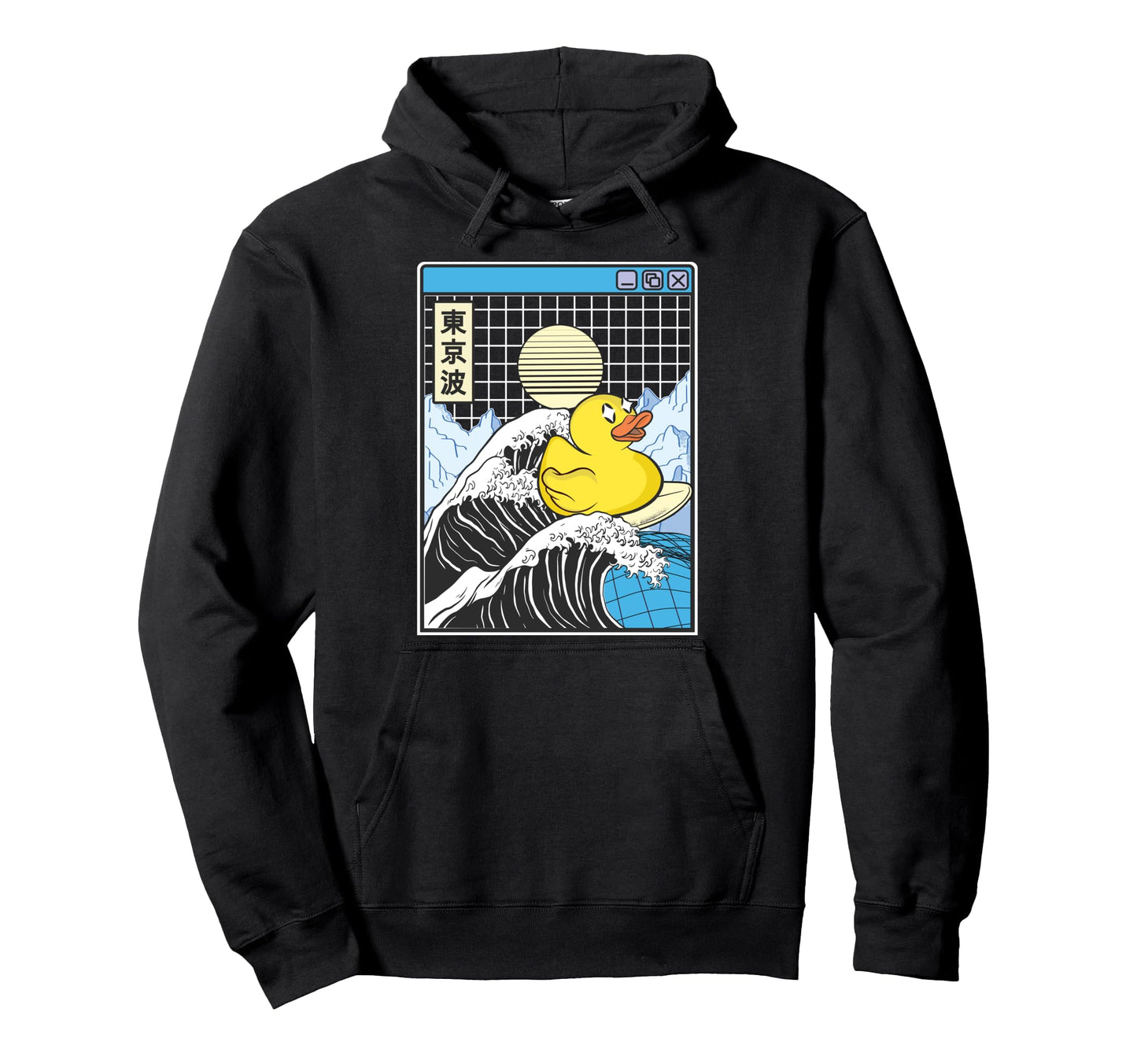 Rubber Duck Surfing Kanagawa Wave Hoodie - Novelty Apparel for Adults - T-Shirt, Sweatshirt, Hoodie