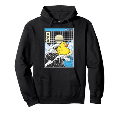 Rubber Duck Surfing Kanagawa Wave Hoodie - Novelty Apparel for Adults - T-Shirt, Sweatshirt, Hoodie