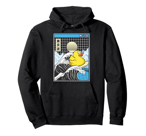 Rubber Duck Surfing Kanagawa Wave Hoodie - Novelty Apparel for Adults - T-Shirt, Sweatshirt, Hoodie
