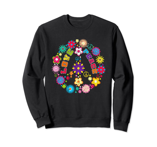 Love Peace Sign Floral Hippie 60S 70S Sweatshirt - Trendy Graphic Unisex - T-Shirt, Sweatshirt, Hoodie