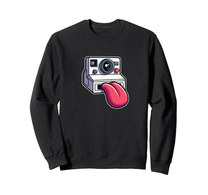 Instant Camera Tongue Out Funny Sweatshirt - Trendy Graphic Men Women - T-Shirt, Sweatshirt, Hoodie
