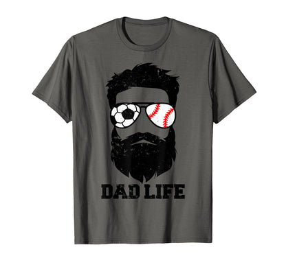 Soccer Baseball Dad Messy Hair T-Shirt - Fun Novelty Design Men Women - T-Shirt, Sweatshirt, Hoodie