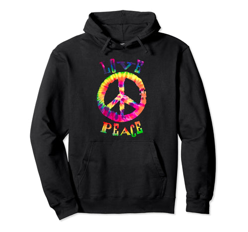 Peace Sign Love 60S 70S Tie Die Hippie Hoodie - Aesthetic Graphic Unisex - T-Shirt, Sweatshirt, Hoodie