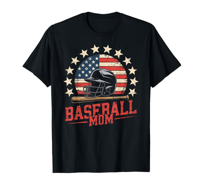 Funny Baseball Mom Usa Flag T-Shirt - Streetwear Style for Adults - T-Shirt, Sweatshirt, Hoodie