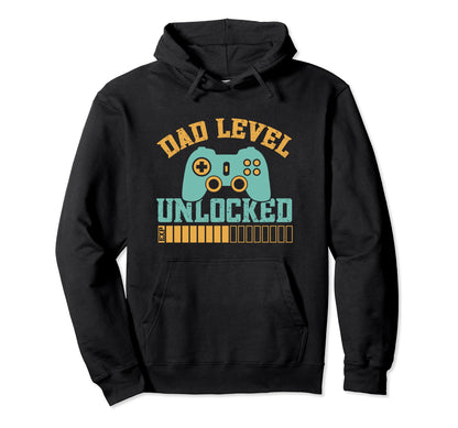 Fathers Day Gamer Dad Dad Level Unlocked Hoodie - Unique Graphic Unisex - T-Shirt, Sweatshirt, Hoodie