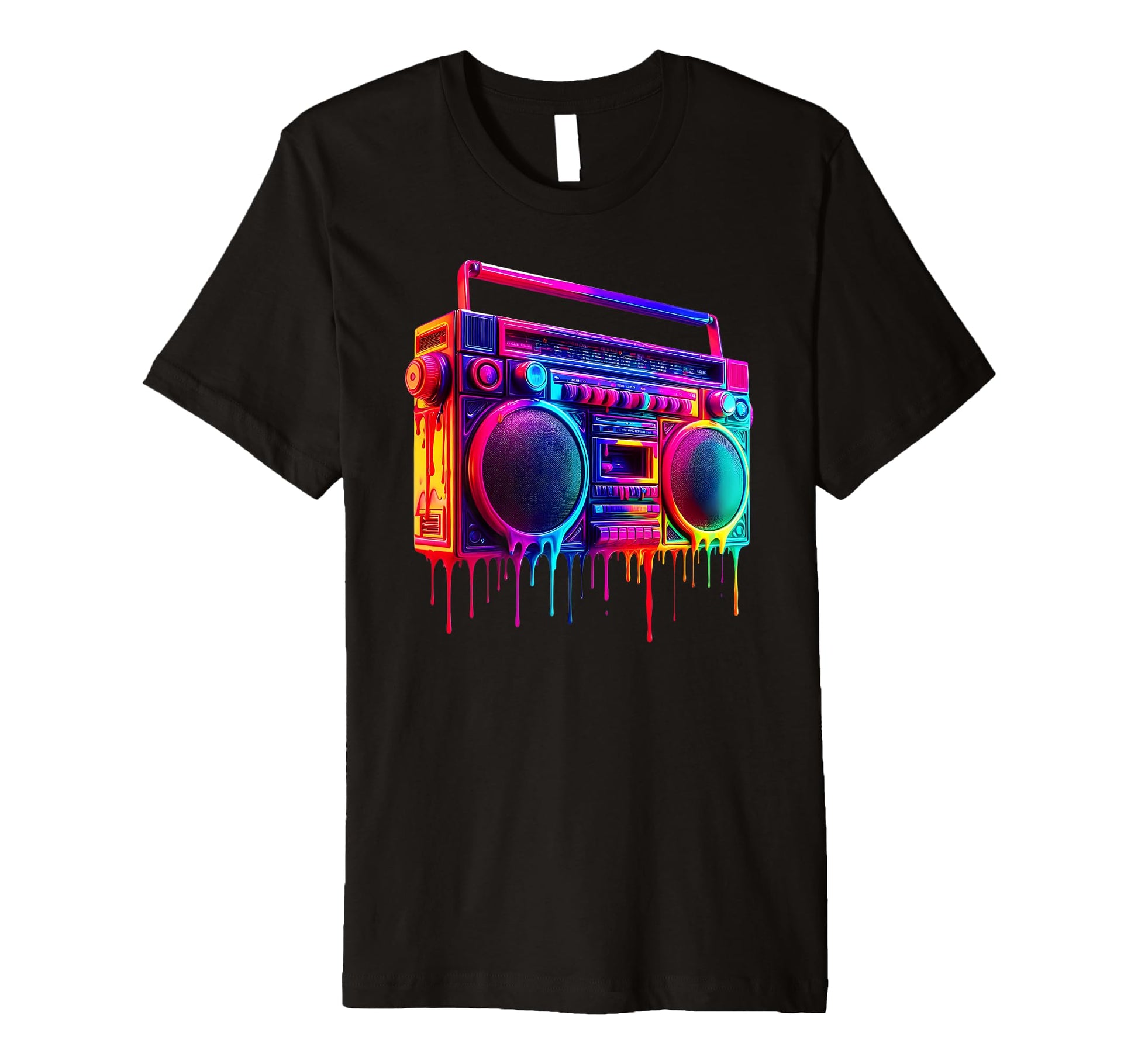 Dripping Paint Boombox Old School 80S T-Shirt - Fun Novelty Design Unisex - T-Shirt, Sweatshirt, Hoodie