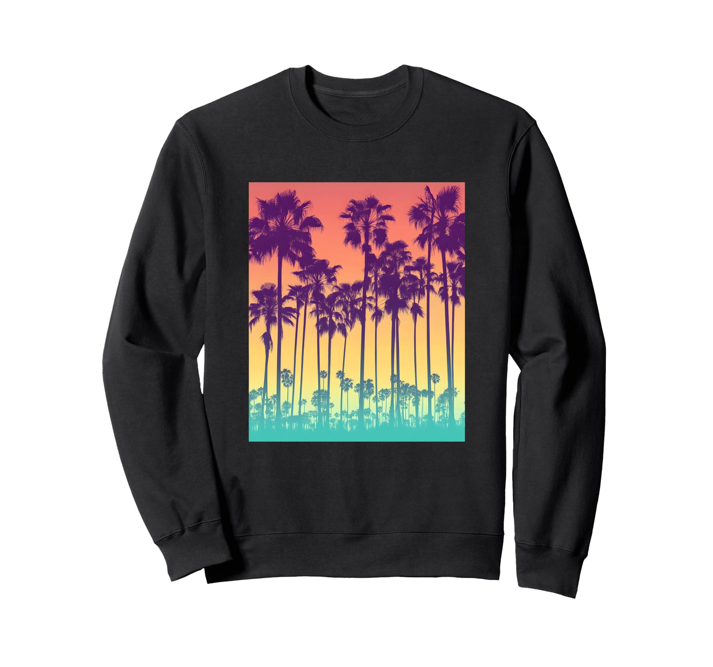 Color Photo Palm Trees Sunset Sweatshirt - Novelty Apparel Men Women - T-Shirt, Sweatshirt, Hoodie