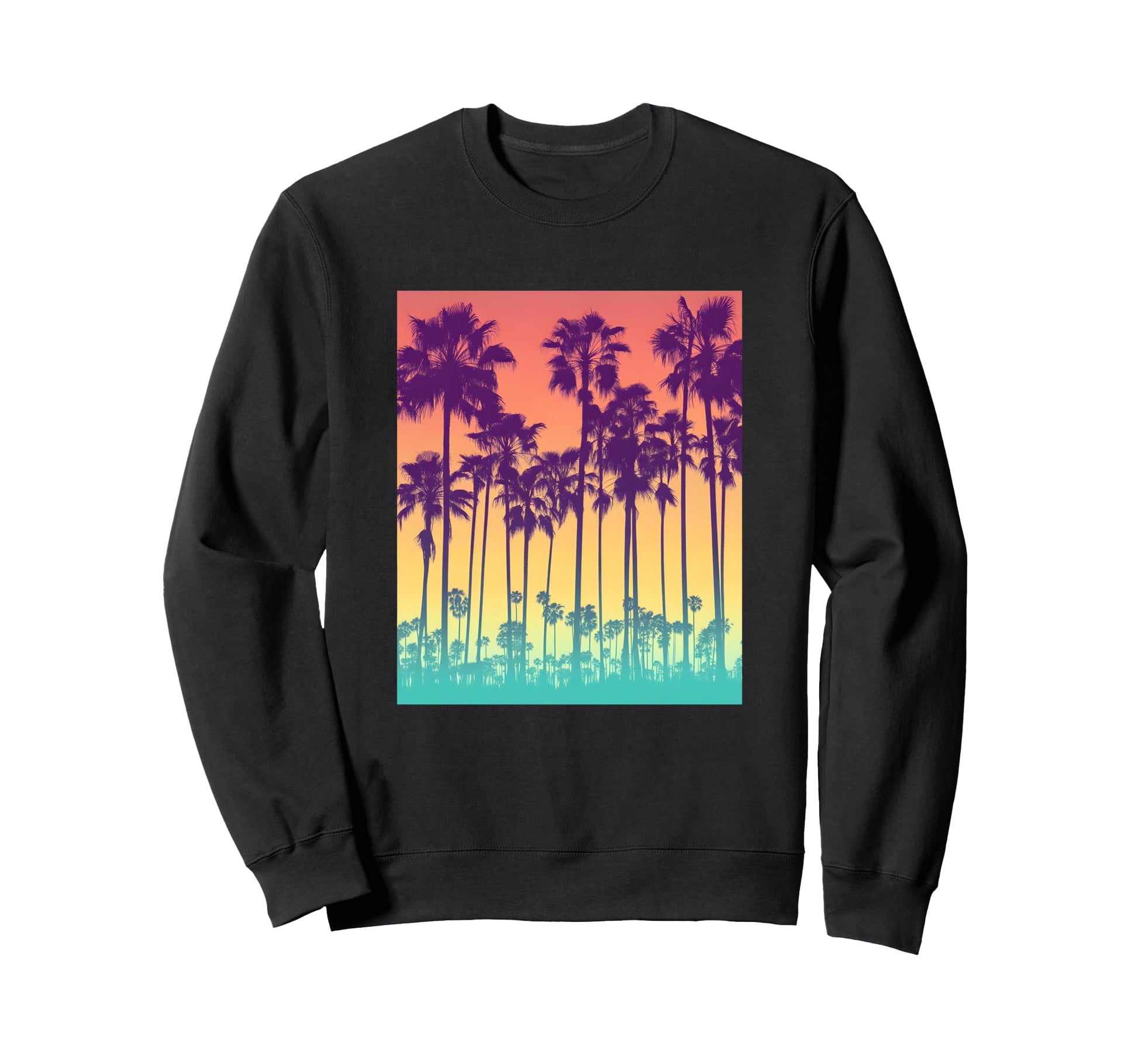 Color Photo Palm Trees Sunset Sweatshirt - Novelty Apparel Men Women - T-Shirt, Sweatshirt, Hoodie