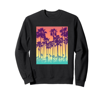 Color Photo Palm Trees Sunset Sweatshirt - Novelty Apparel Men Women - T-Shirt, Sweatshirt, Hoodie