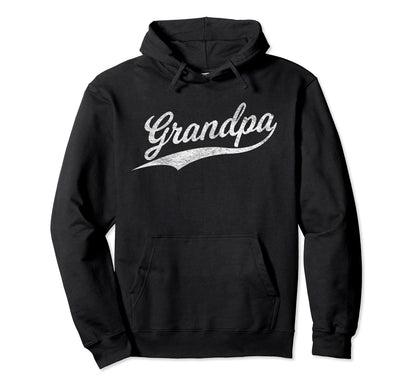 Grandpa Baseball Script Jersey Fathers Day Hoodie - Trendy Graphic Unisex - T-Shirt, Sweatshirt, Hoodie