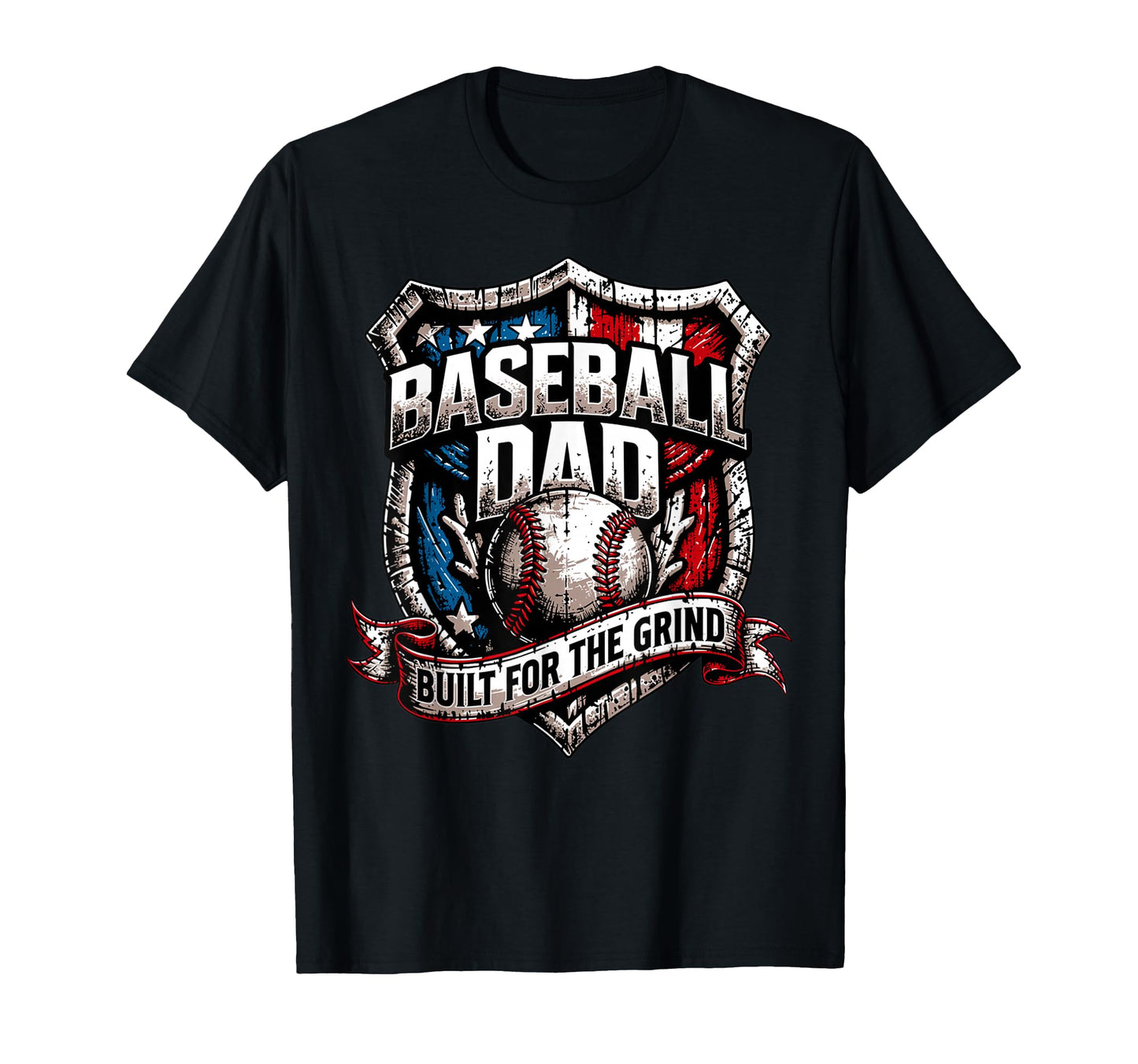 Fathers Day Patriotic Baseball Dad T-Shirt - Custom Art Print Men Women - T-Shirt, Sweatshirt, Hoodie