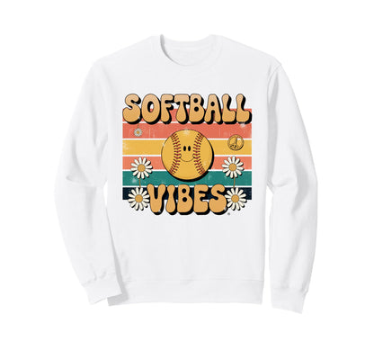 Softball Vibes Groovy Game Day Sweatshirt - Custom Art Print for Adults - T-Shirt, Sweatshirt, Hoodie