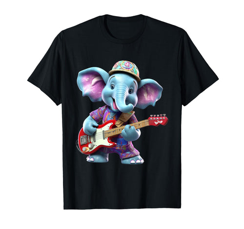 Elephant Rocker Playing Electric T-Shirt - Aesthetic Graphic for Adults - T-Shirt, Sweatshirt, Hoodie