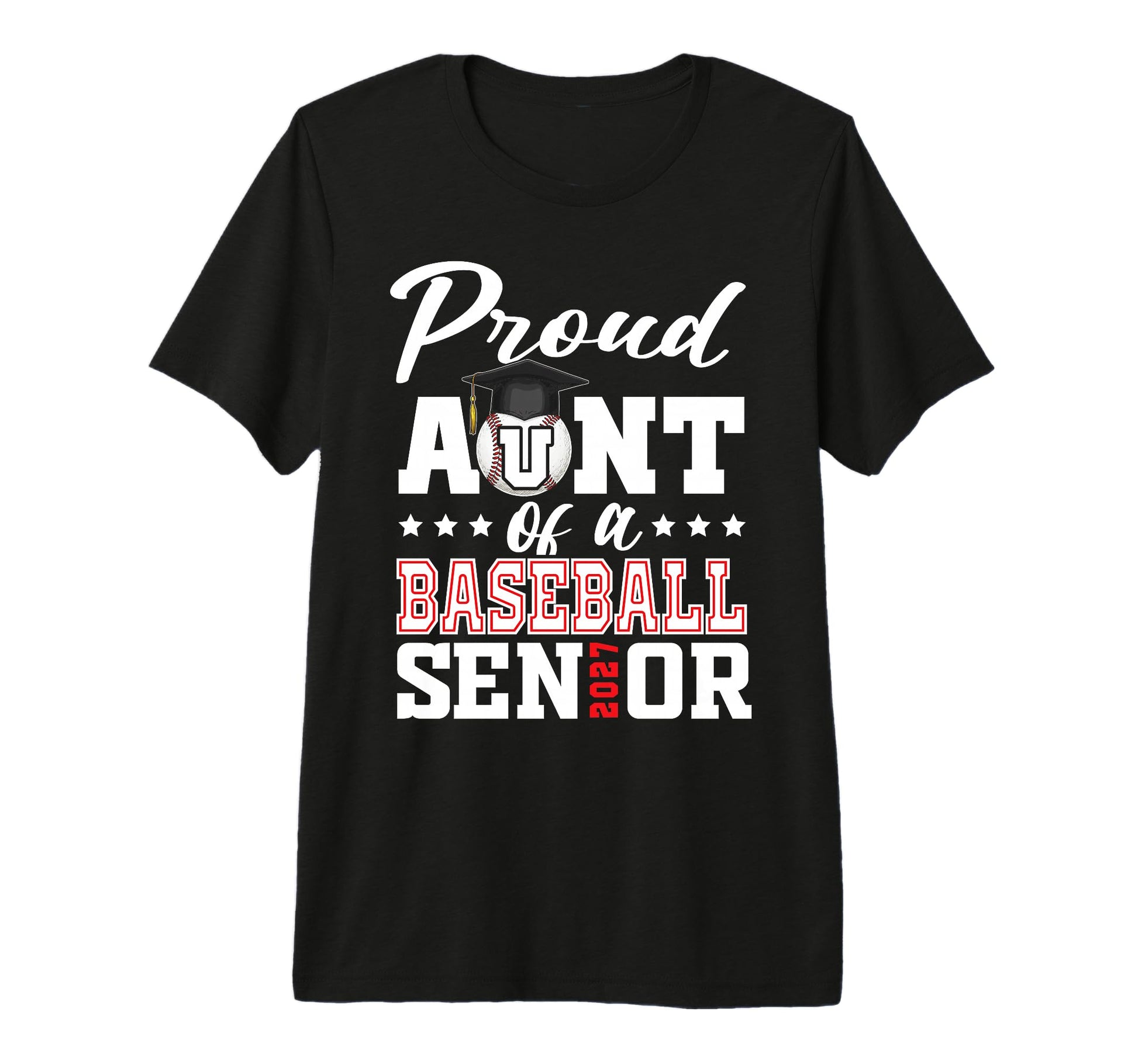 Proud Aunt Baseball Senior 2027 Tri Blend T-Shirt - Minimalist Print Unisex - T-Shirt, Sweatshirt, Hoodie