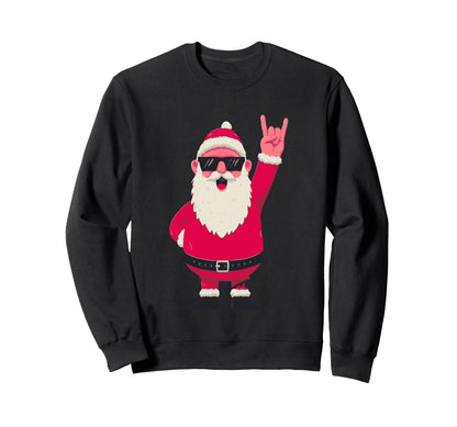 Santa Rock Funny Winter Character Claus Sweatshirt - Unique Graphic Unisex - T-Shirt, Sweatshirt, Hoodie