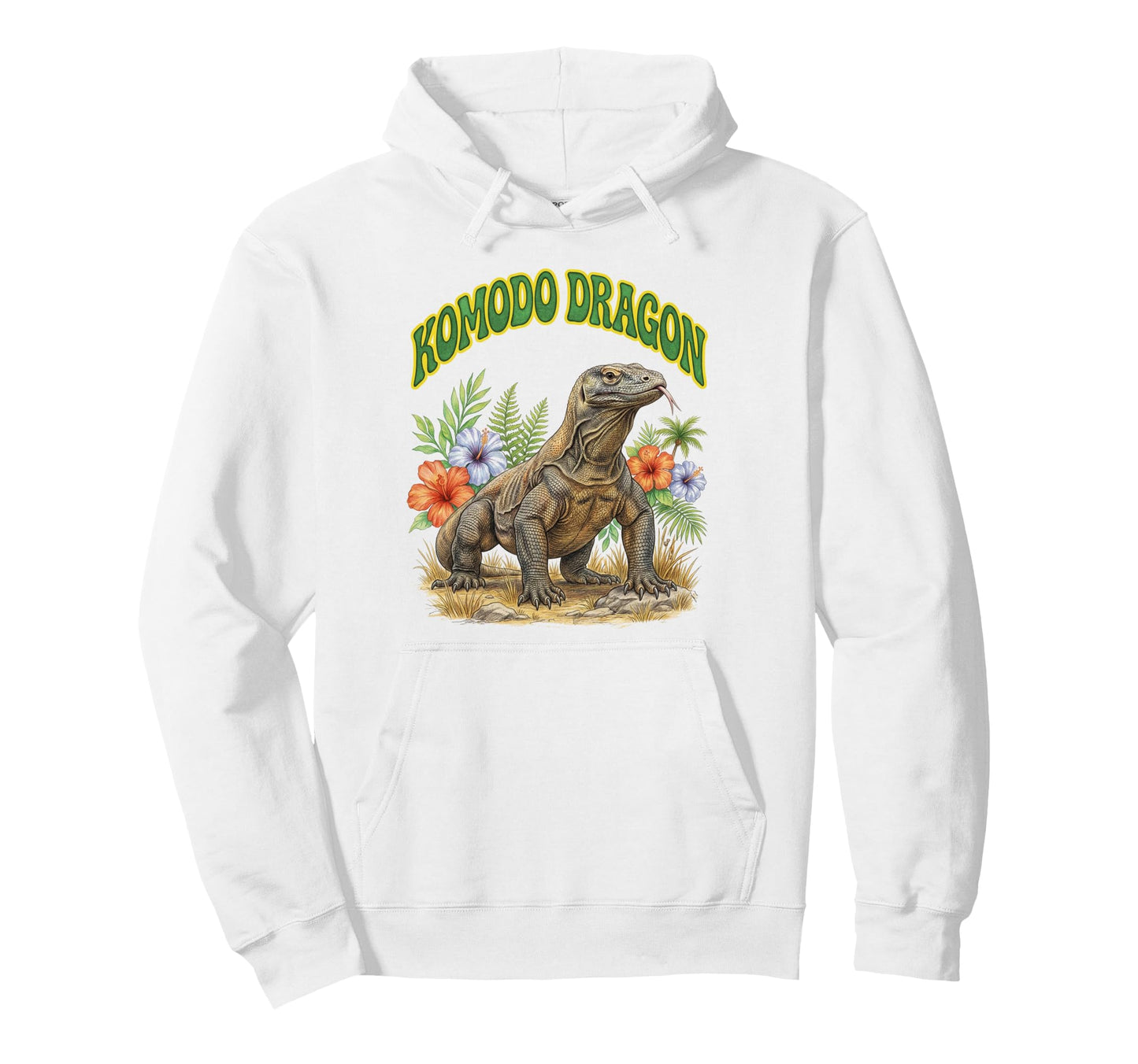 Komod Dragon Groovy Floral Watercolor Hoodie - Trendy Graphic for Adults - T-Shirt, Sweatshirt, Hoodie