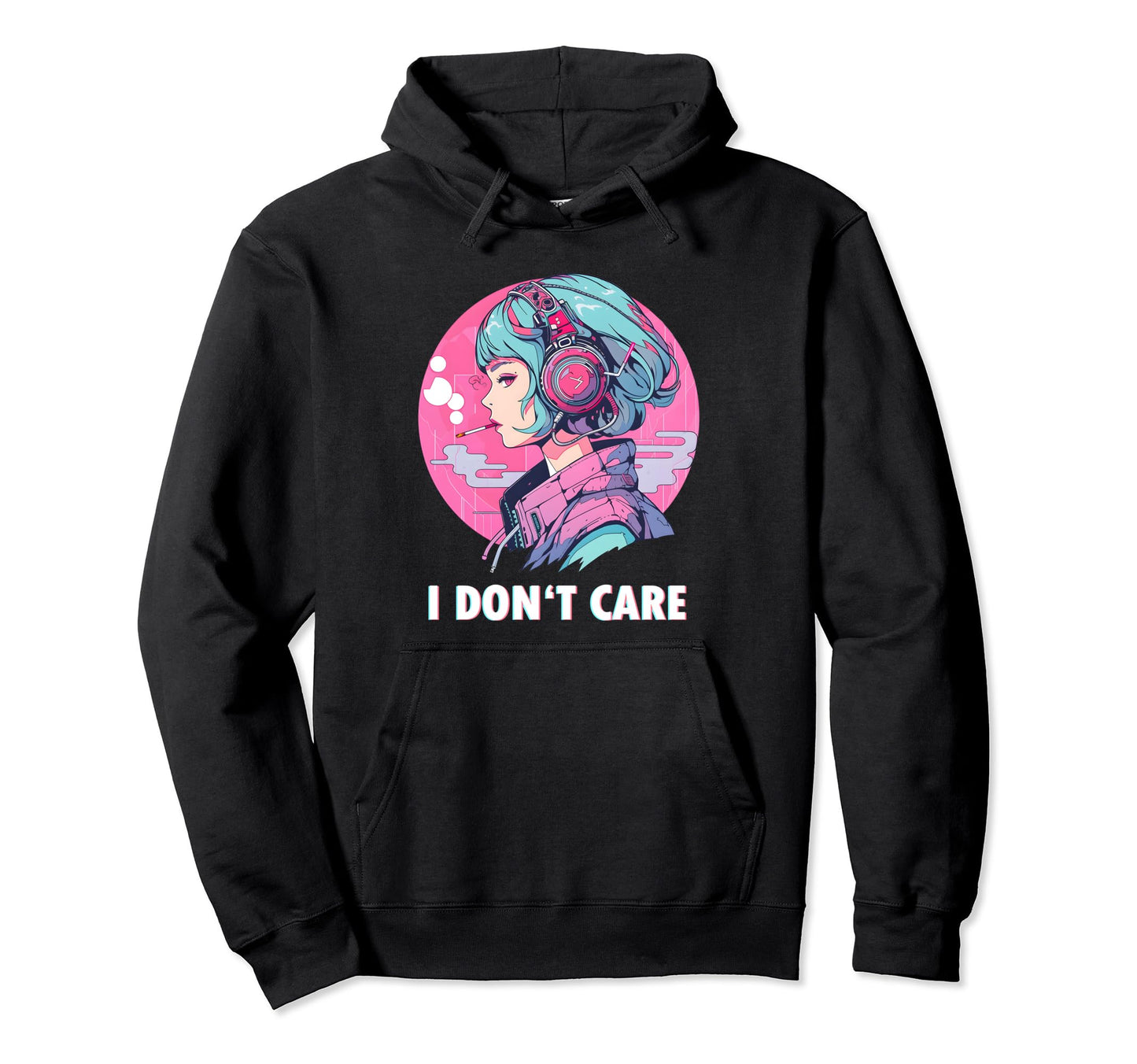 Aesthetic Vaporwave Sad Face Japanese Anime Hoodie - Unique Graphic Unisex - T-Shirt, Sweatshirt, Hoodie