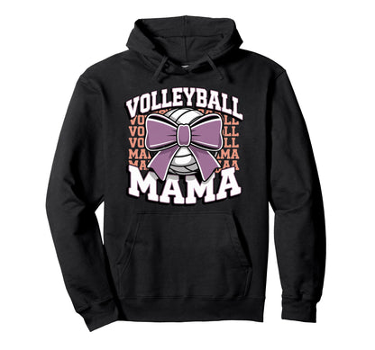 Volleyball Mama Coquette Bow Game Day Hoodie - Graphic Print Unisex - T-Shirt, Sweatshirt, Hoodie