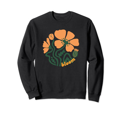 Abstract Flowers Bloom Positive Boho Sweatshirt - Graphic Print for Adults - T-Shirt, Sweatshirt, Hoodie
