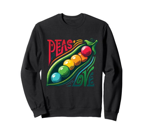Peas Love Rainbow Pea Pod Hippie Sweatshirt - Graphic Print for Adults - T-Shirt, Sweatshirt, Hoodie