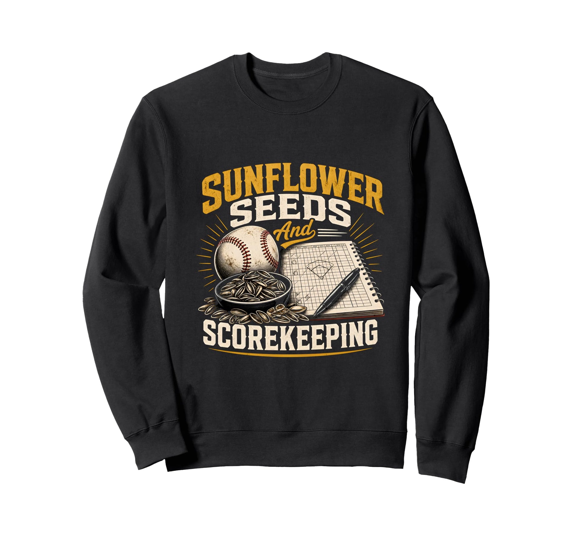 Funny Baseball Sunflower Sweatshirt - Casual Everyday Wear for Adults - T-Shirt, Sweatshirt, Hoodie