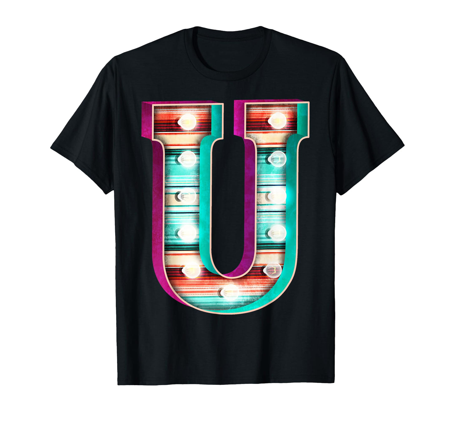 Letter U Marquee Sign Serape Stripe T-Shirt - Unique Graphic Unisex - T-Shirt, Sweatshirt, Hoodie