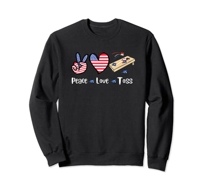 4Th July Peace Love Toss Sweatshirt - Casual Everyday Wear for Adults - T-Shirt, Sweatshirt, Hoodie