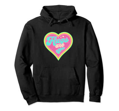 Hugs Are Good Positive Rainbow Groovy Hoodie - Unique Graphic Men Women - T-Shirt, Sweatshirt, Hoodie