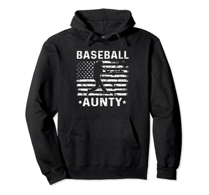 Baseball Aunty Aunt Usa Flag 4Th July Hoodie - Fun Novelty Design Men Women - T-Shirt, Sweatshirt, Hoodie