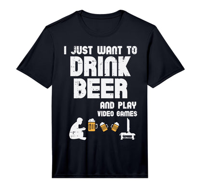 Mens Just Want To Play Video Games T-Shirt - Novelty Apparel for Adults - T-Shirt, Sweatshirt, Hoodie