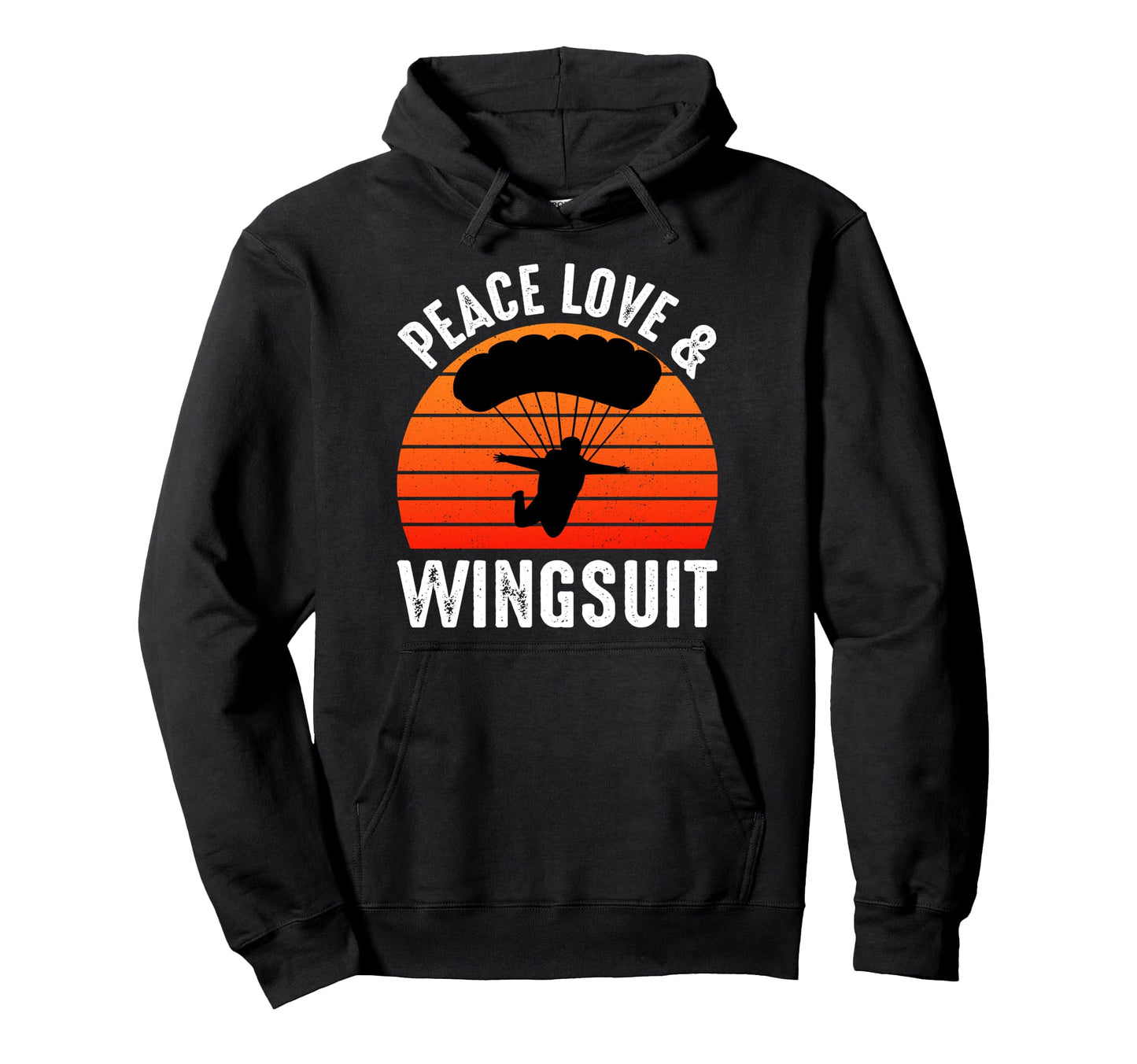 Peace Love Wingsuit Skydiving Skydiver Hoodie - Custom Art Print Men Women - T-Shirt, Sweatshirt, Hoodie