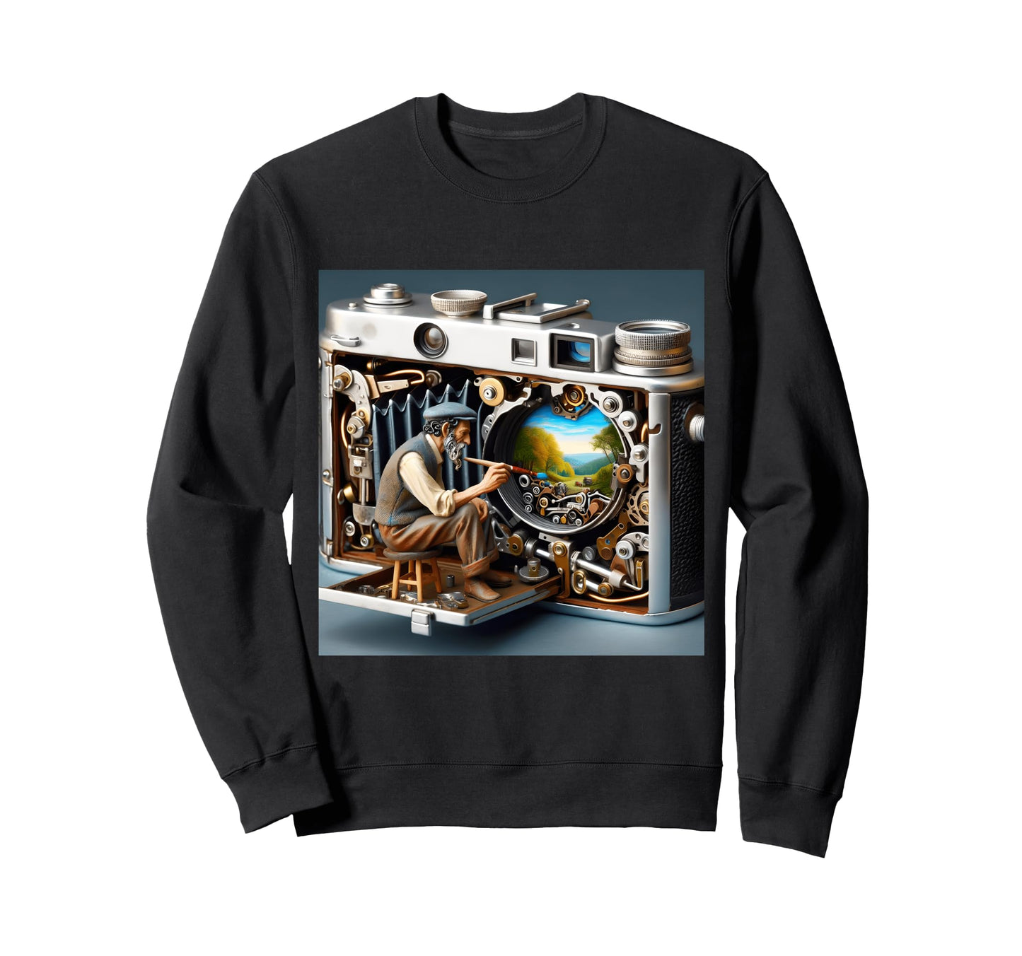 Fantasy Camera Painting Landscape Sweatshirt - Trendy Graphic Unisex - T-Shirt, Sweatshirt, Hoodie